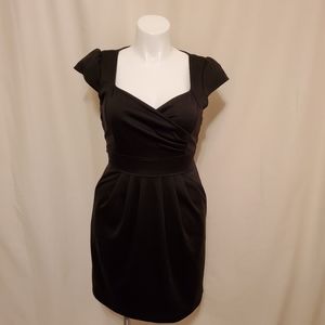 DOTS black pocket dress. size 14. cap sleeves.